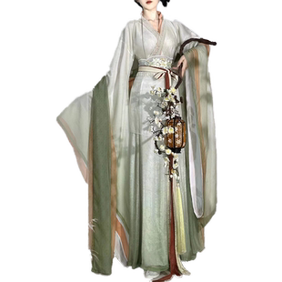 仙楚姬原创汉服【一袭青衣】魏晋南北朝刺绣破裙齐腰汉元素春秋款