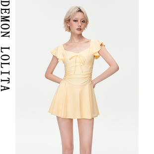 女 遮肚显瘦学生高级感度假泡温泉泳装 泳衣女2025新款 连体保守裙式