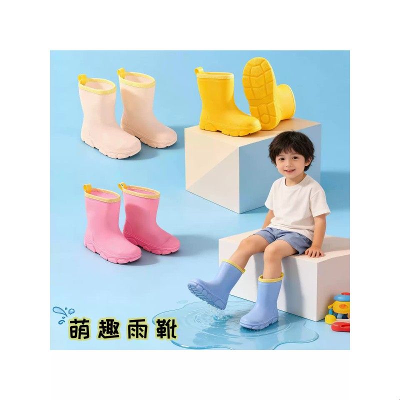 儿童雨鞋男童宝宝雨靴女童小学生防滑防水加绒保暖胶鞋短大童雨天