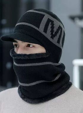 帽子男冬天加厚保暖护颈围脖毛线帽冬季加绒防寒骑车防风包头帽女