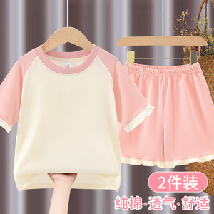 品牌专柜女童纯棉短袖家居服套装