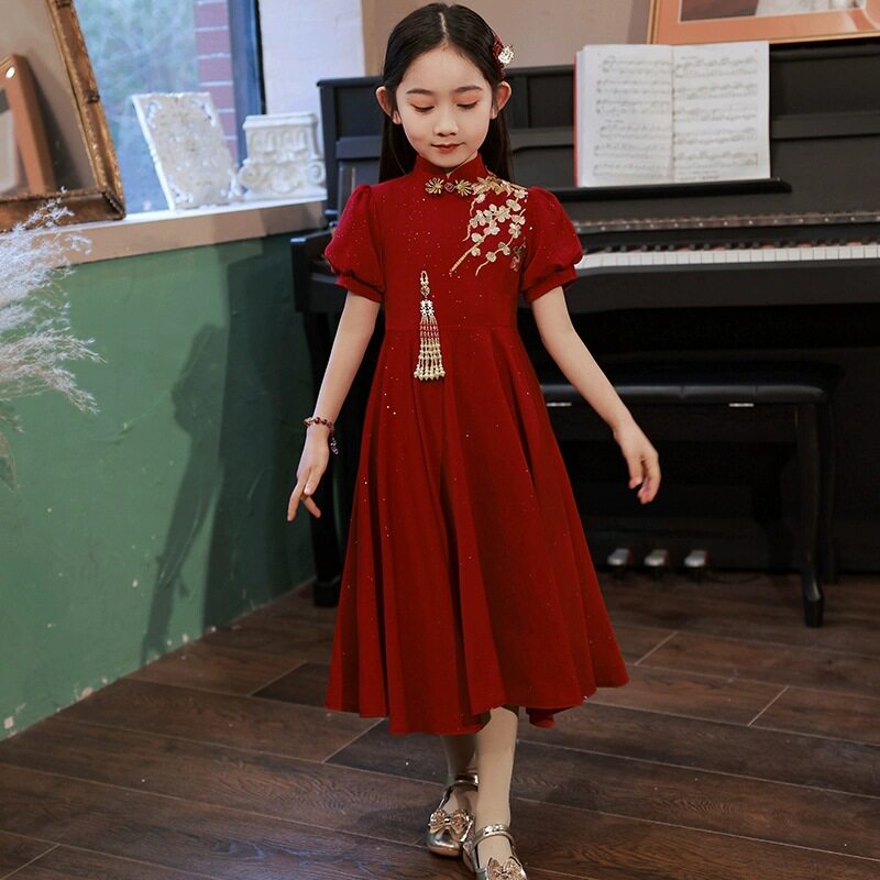 品牌女童旗袍礼服花童中式国风