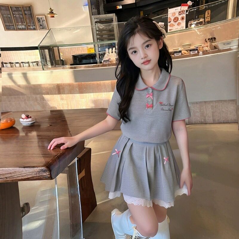 品牌女童夏季学院风套装裙半身裙