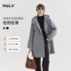 洪陵 毛呢外套呢大衣混纺 女连帽蝙蝠袖 云端小拉绒大衣 冬季