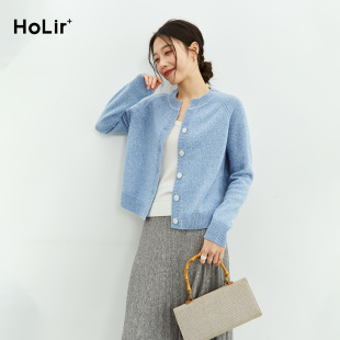 秋冬v领针织衫 洪陵 开衫 短款 慵懒休闲简约亲肤7303 100%纯羊绒