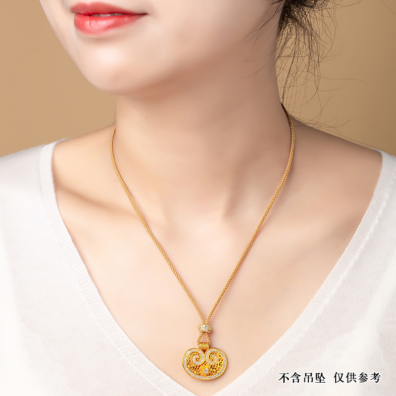 直穿款编绳项链绳玉佛头挂坠黄金