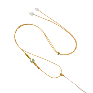 女细平安锁挂件绳锁骨毛衣链手工玉佛黄金吊坠挂绳和田玉编绳项链