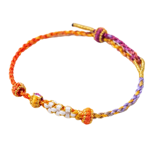 手工编织4股编绳半成品手绳可直穿转运珠路路通黄金饰品吊坠手链