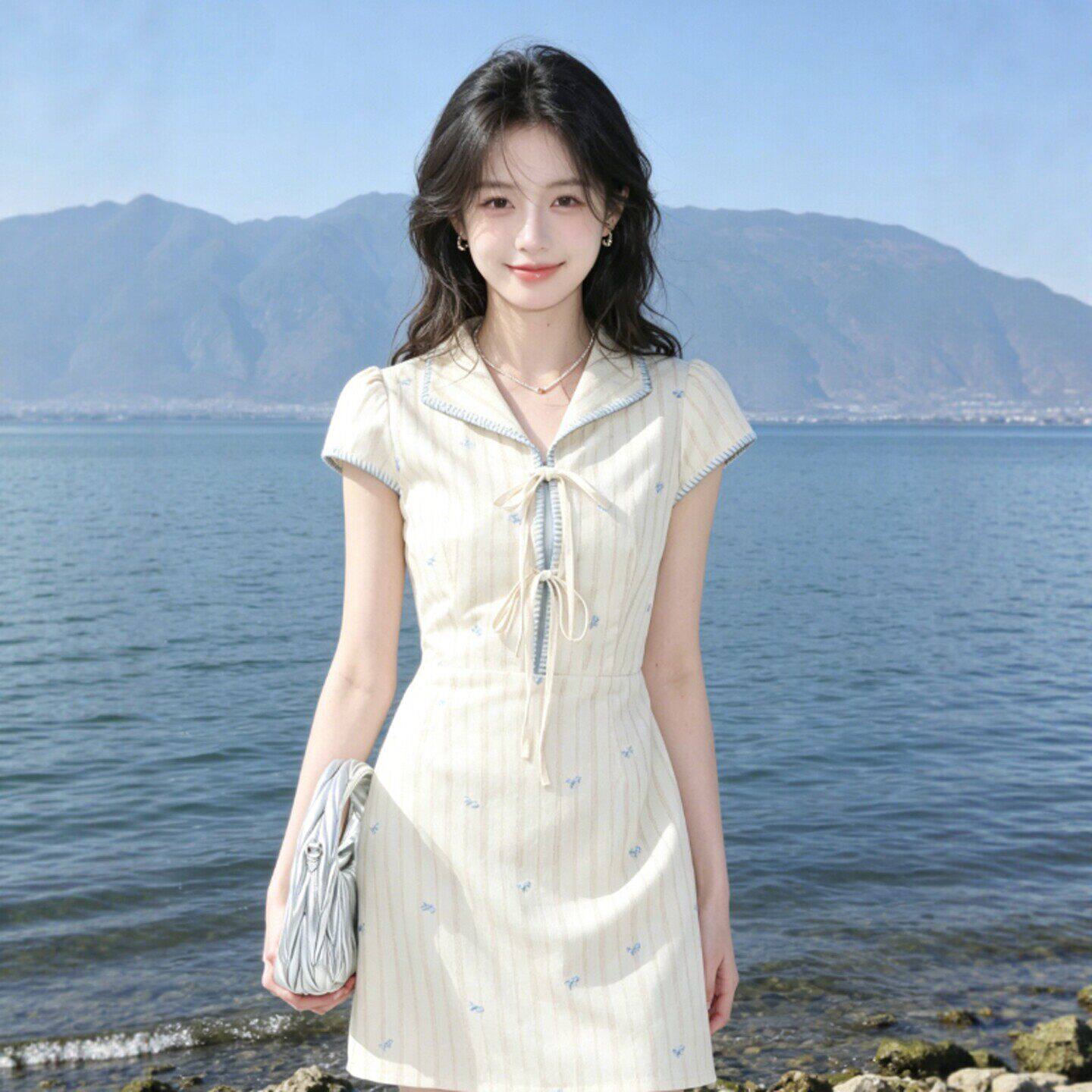 专柜温柔系穿搭超好看的收腰修身连衣裙小个子穿搭绝美不撞款裙子