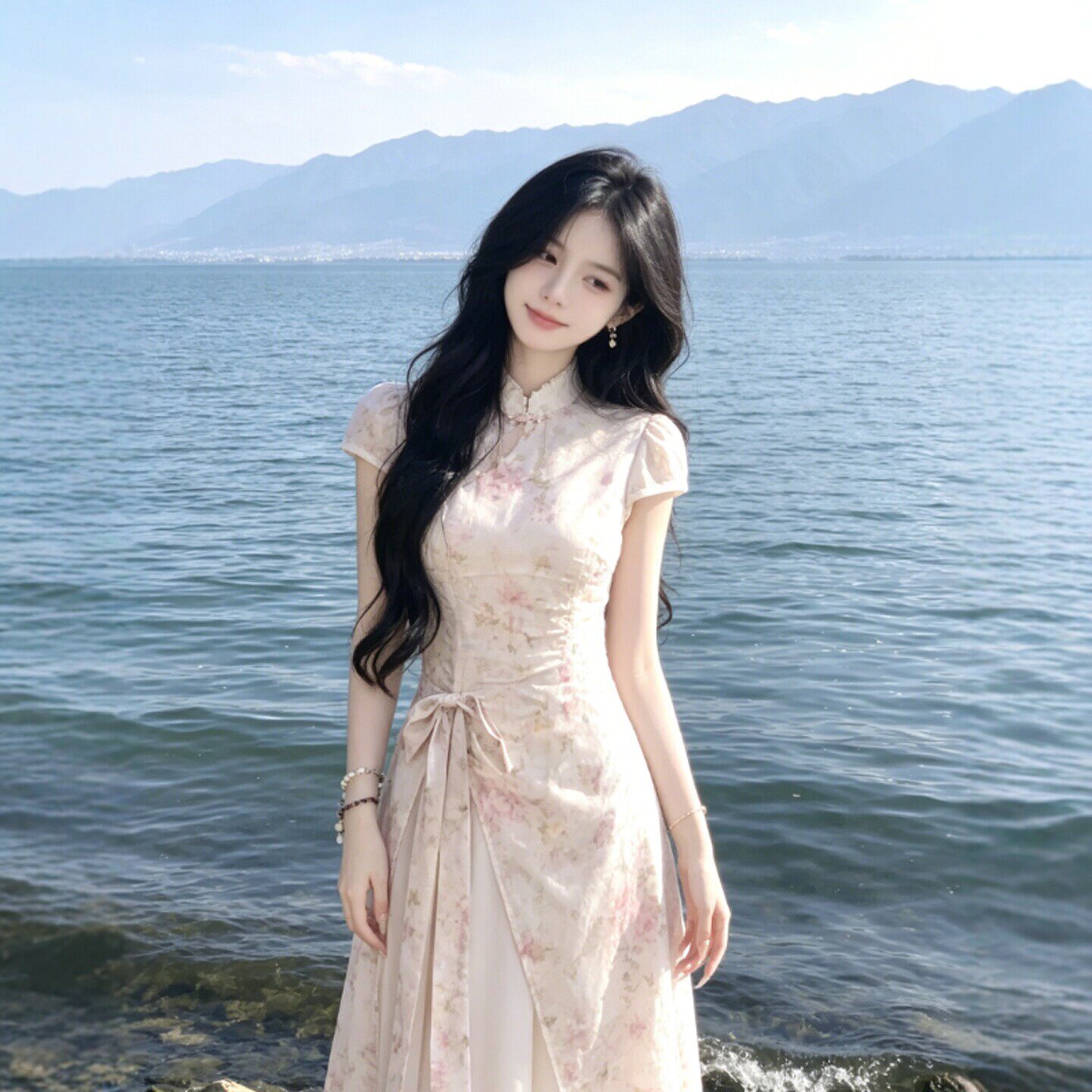 专柜新中式国风改良旗袍连衣裙御姐独特绝美碎花修身显瘦长裙2026