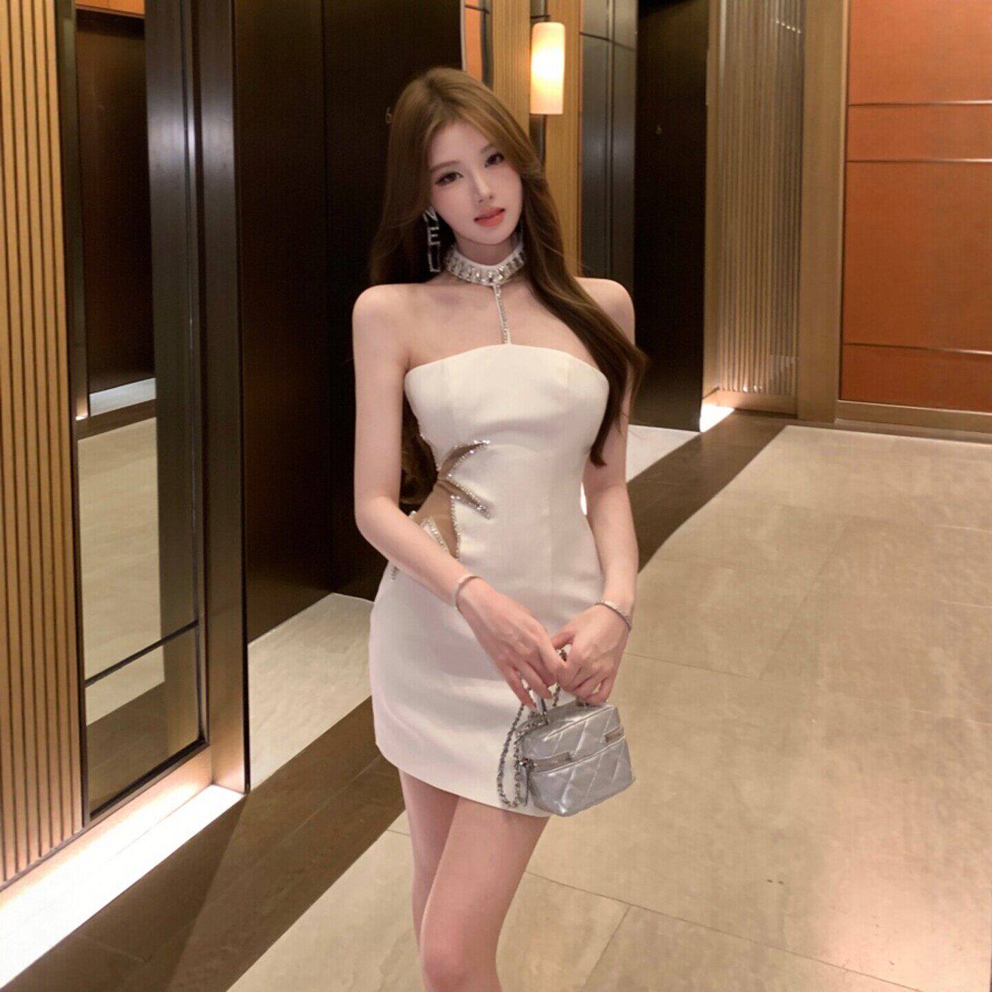 专柜韩系漂亮独特超好看抹胸修身包臀吊带裙小众漂亮独特连衣裙26
