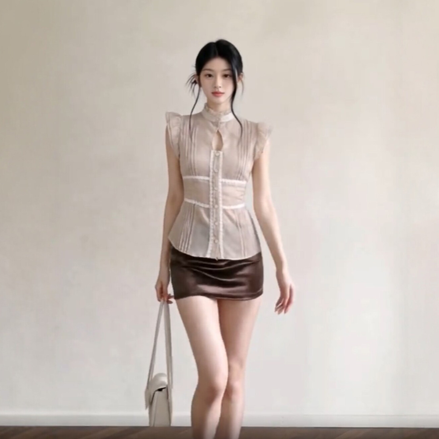 专柜法式漂亮独特超好看的收腰修身衬衫小众时尚气质女士上衣2026
