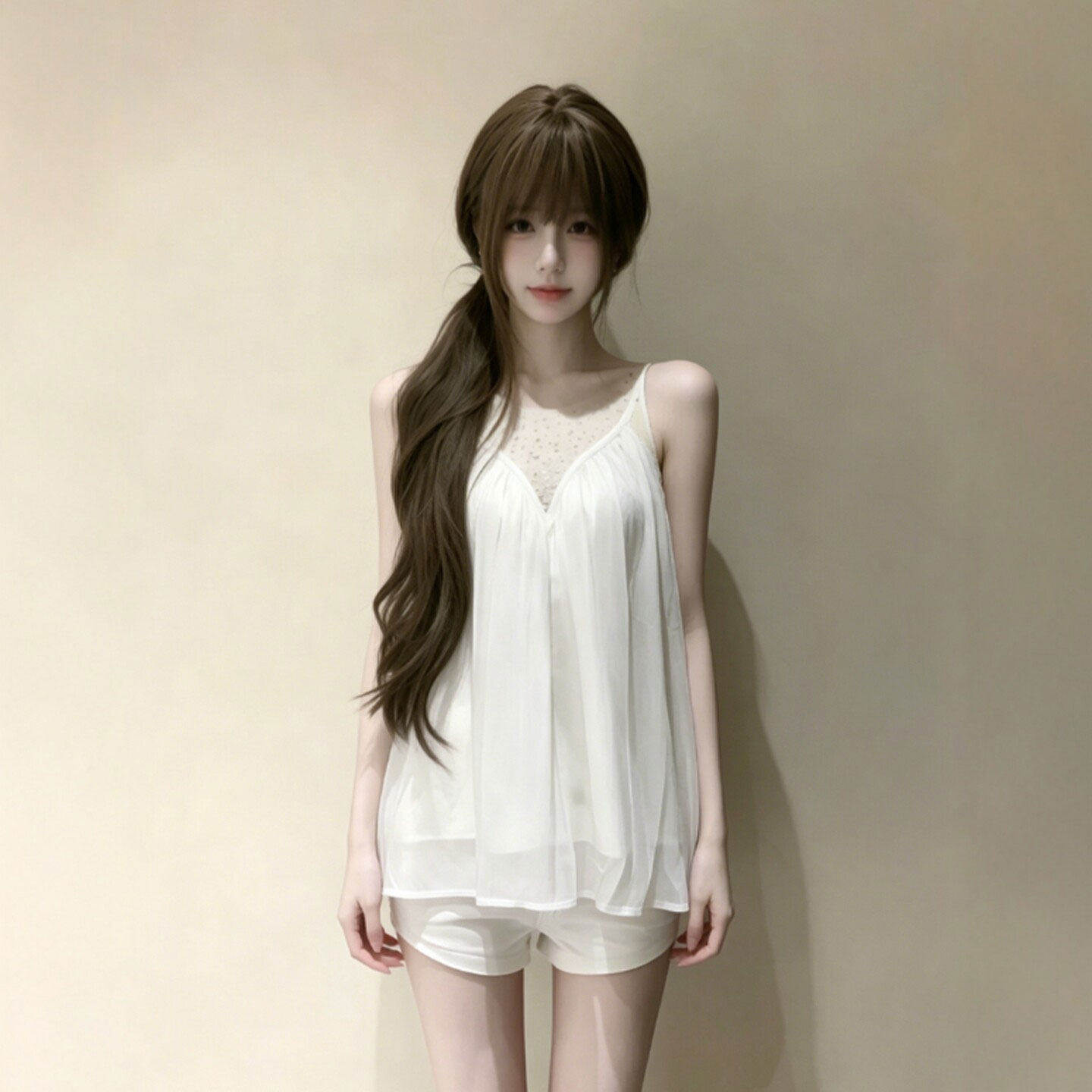 专柜法式漂亮独特超好看宽松背心吊带设计感小众减龄女士上衣26年