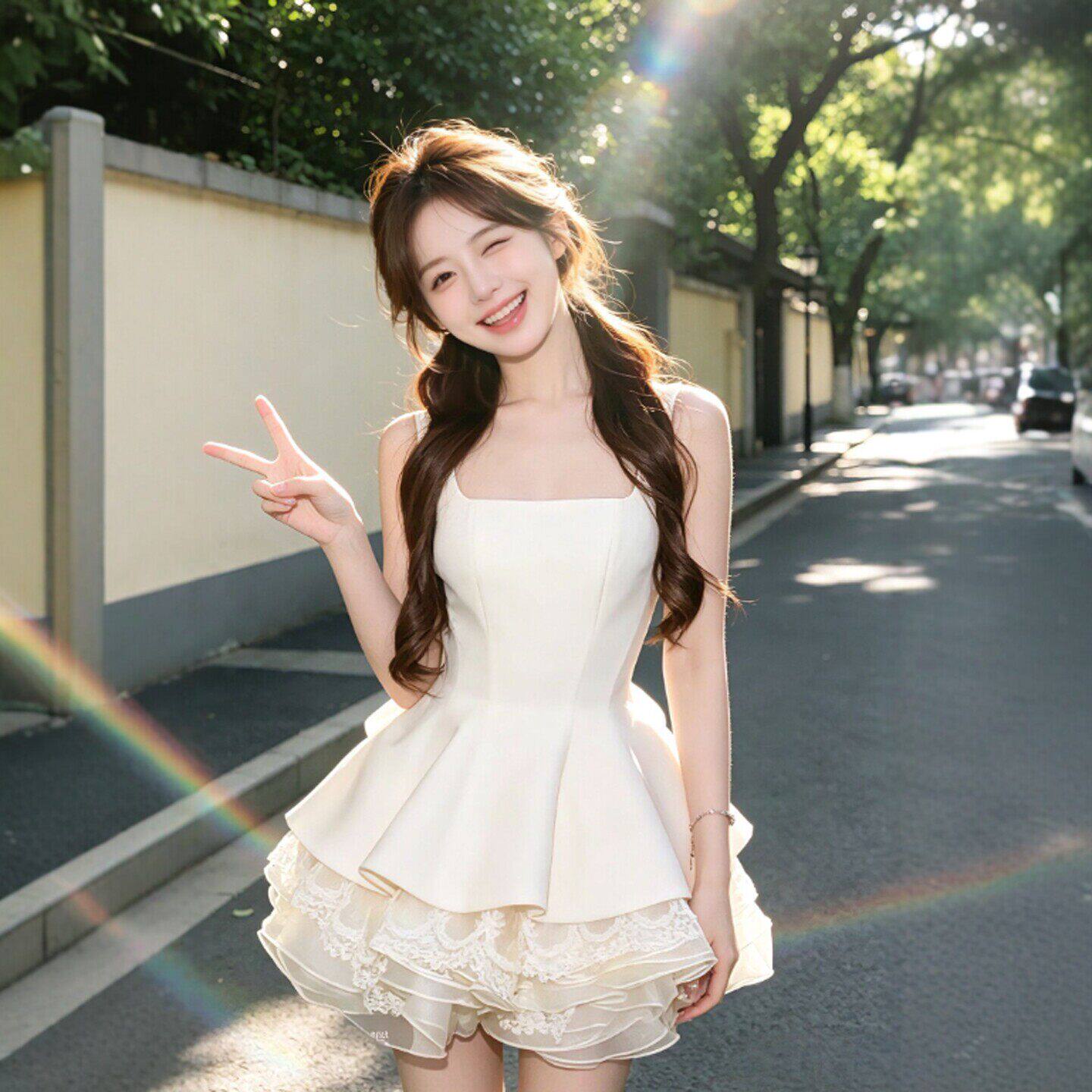 专柜26夏季氛围感穿搭独特超好看的吊带连衣裙小个子绝美掐腰蓬蓬