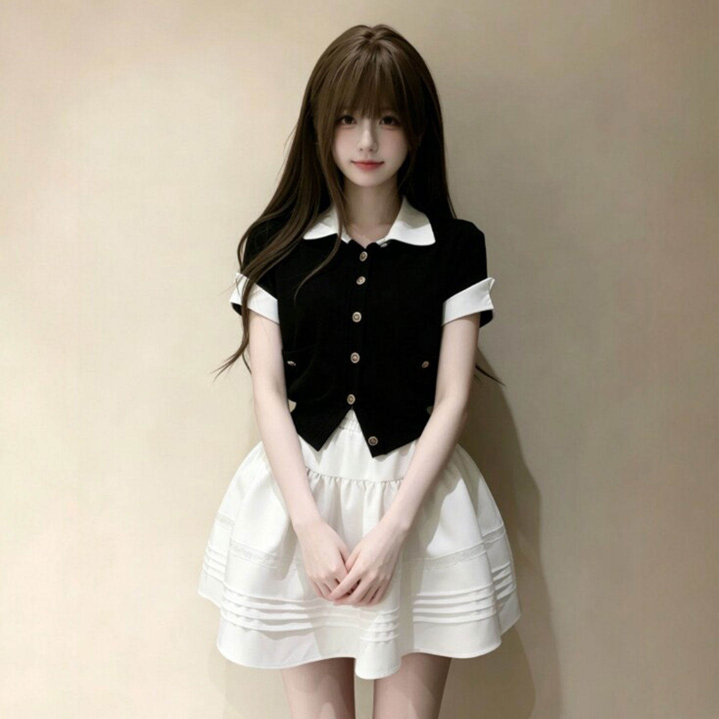 专柜韩系温柔风超好看上衣蓬蓬短裙两件套装减龄搭配一整套2026年
