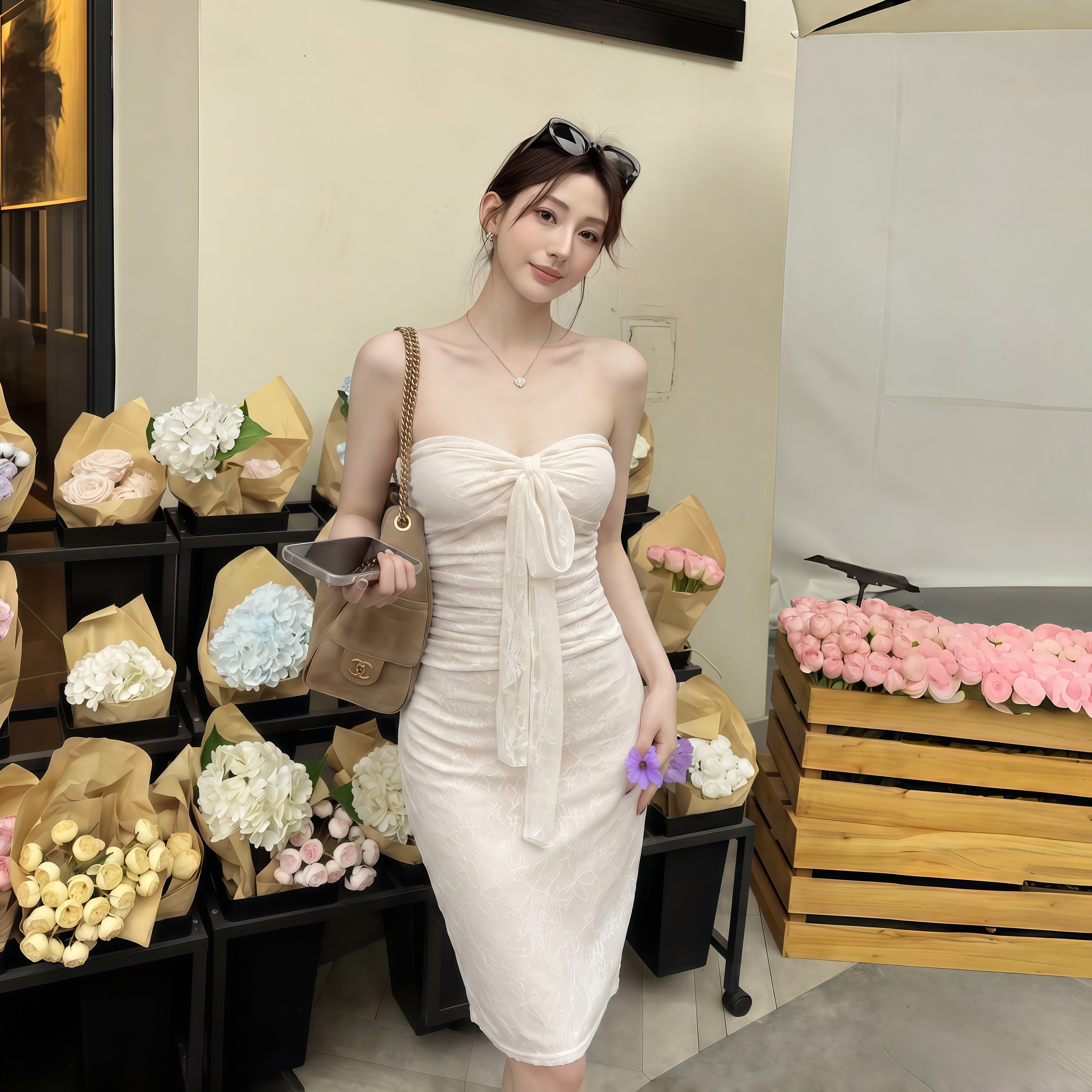 专柜两穿系带挂脖抹胸上衣纯欲套装裙女夏季蕾丝提花收腰包臀裙两