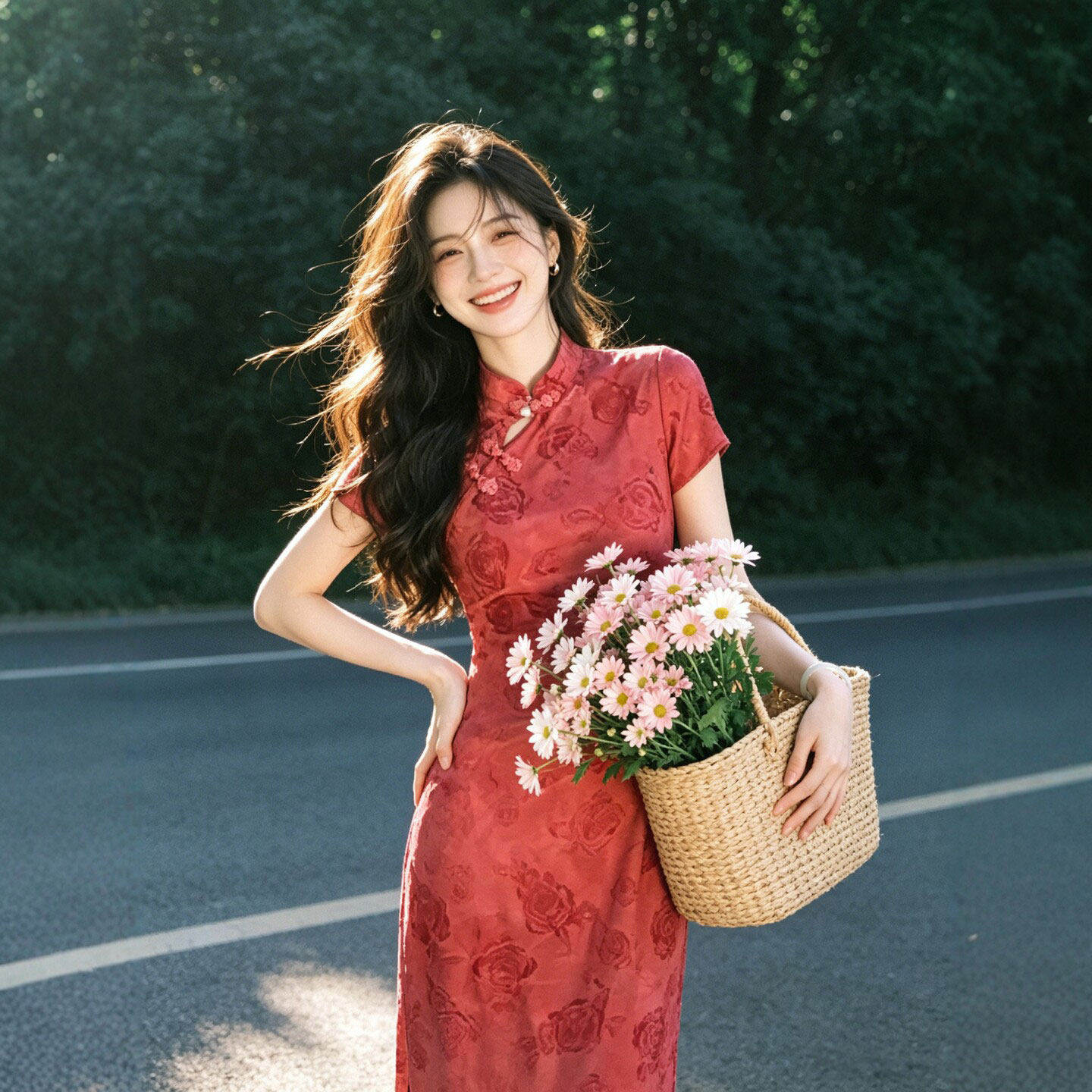 专柜新中式国风改良旗袍连衣裙复古独特绝美红色修身包臀长裙2026