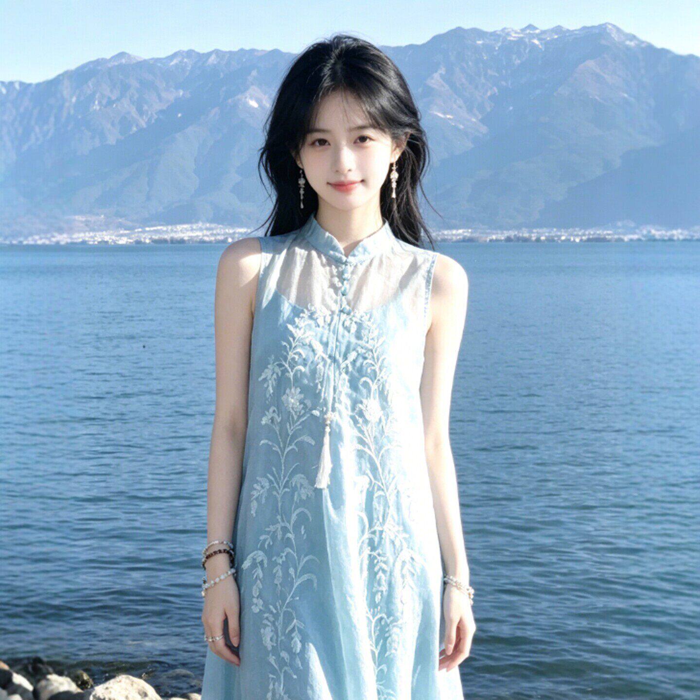 专柜温柔风独特超好看女士连衣裙设计感时尚气质长裙海边出片穿搭