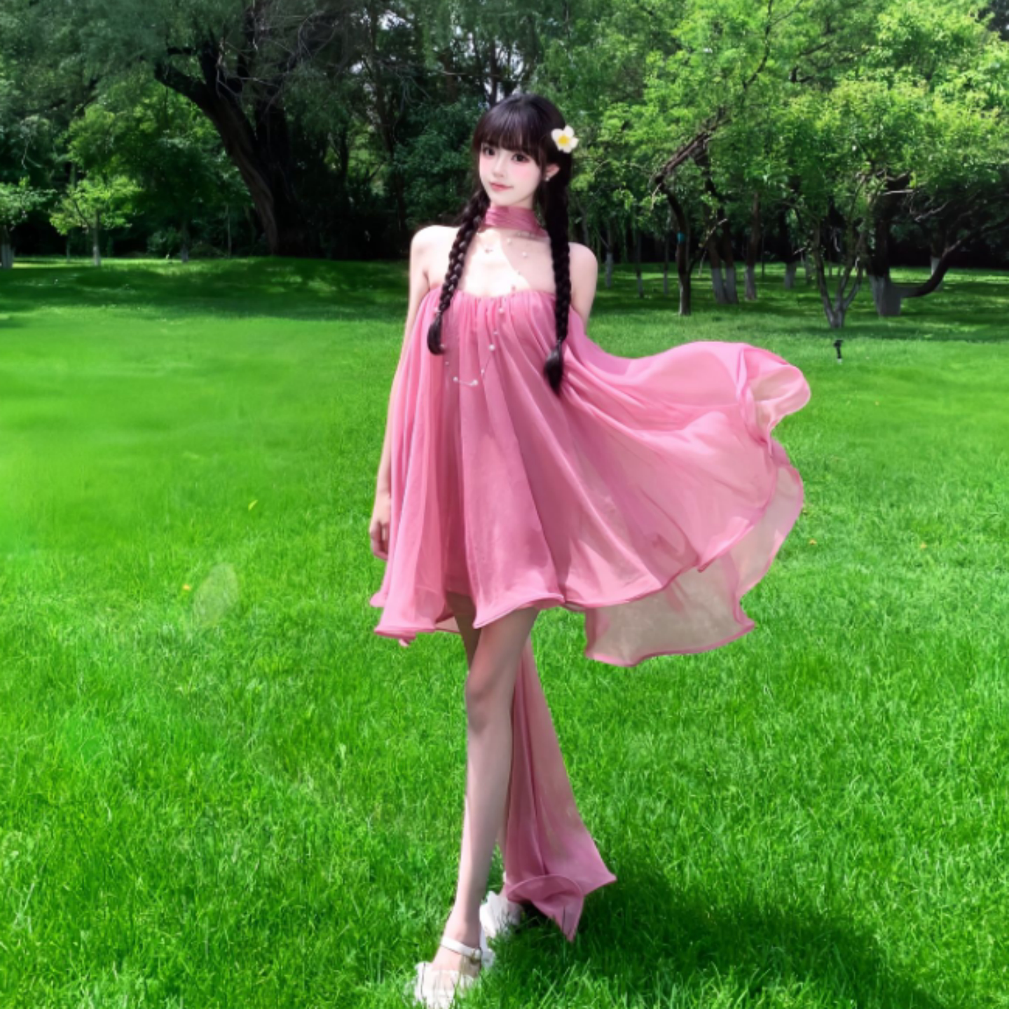 专柜法式设计感超好看的抹胸不规则裙子小众独特超好看连衣裙2026
