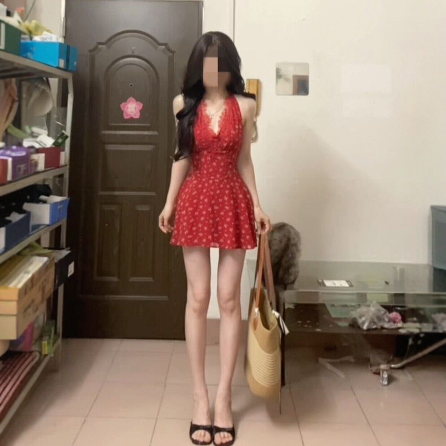 专柜法式温柔风超好看的V领碎花挂脖吊带连衣裙绝美不撞款裙子26