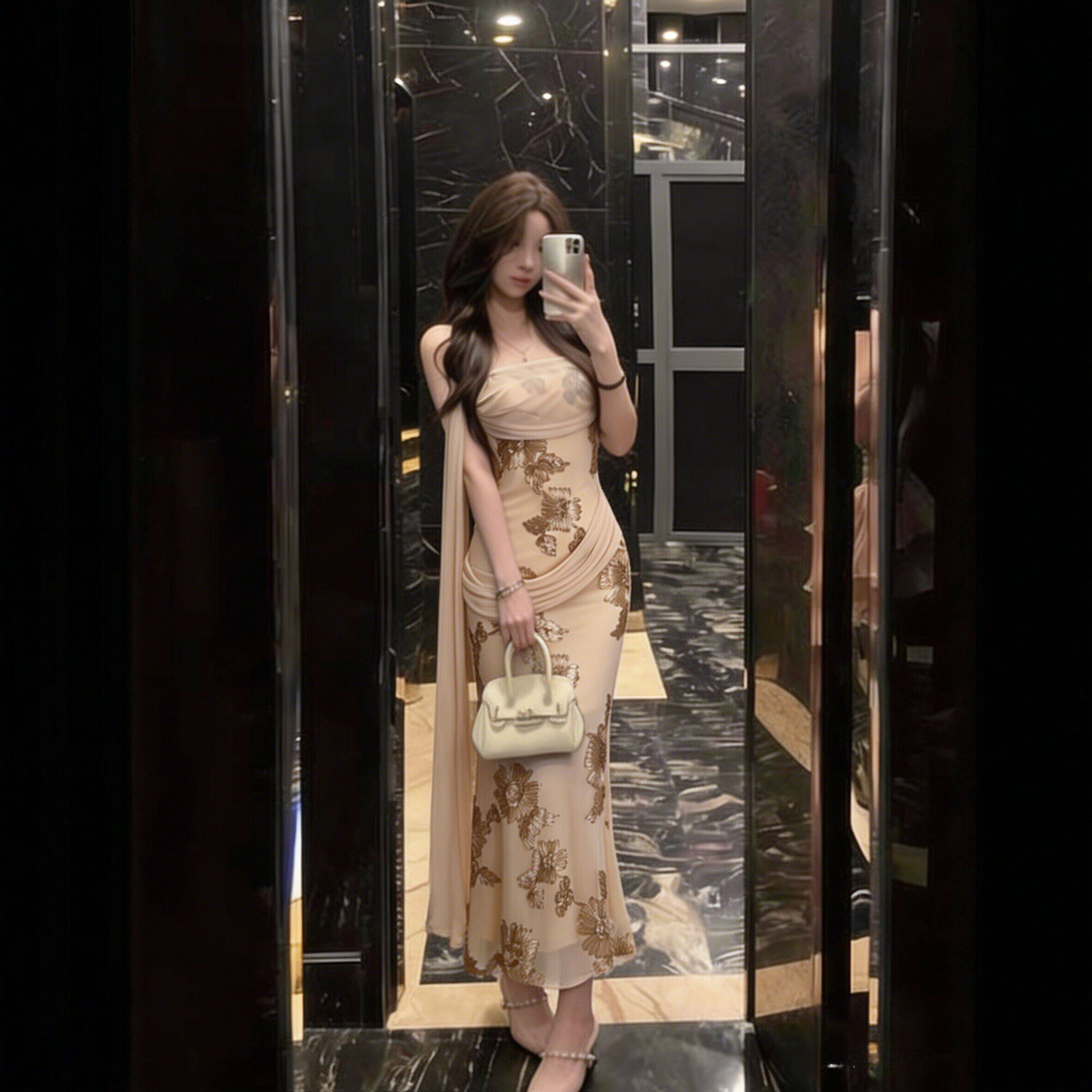 专柜御姐穿搭性感风收腰修身包臀吊带长裙高级感气质女士连衣裙26