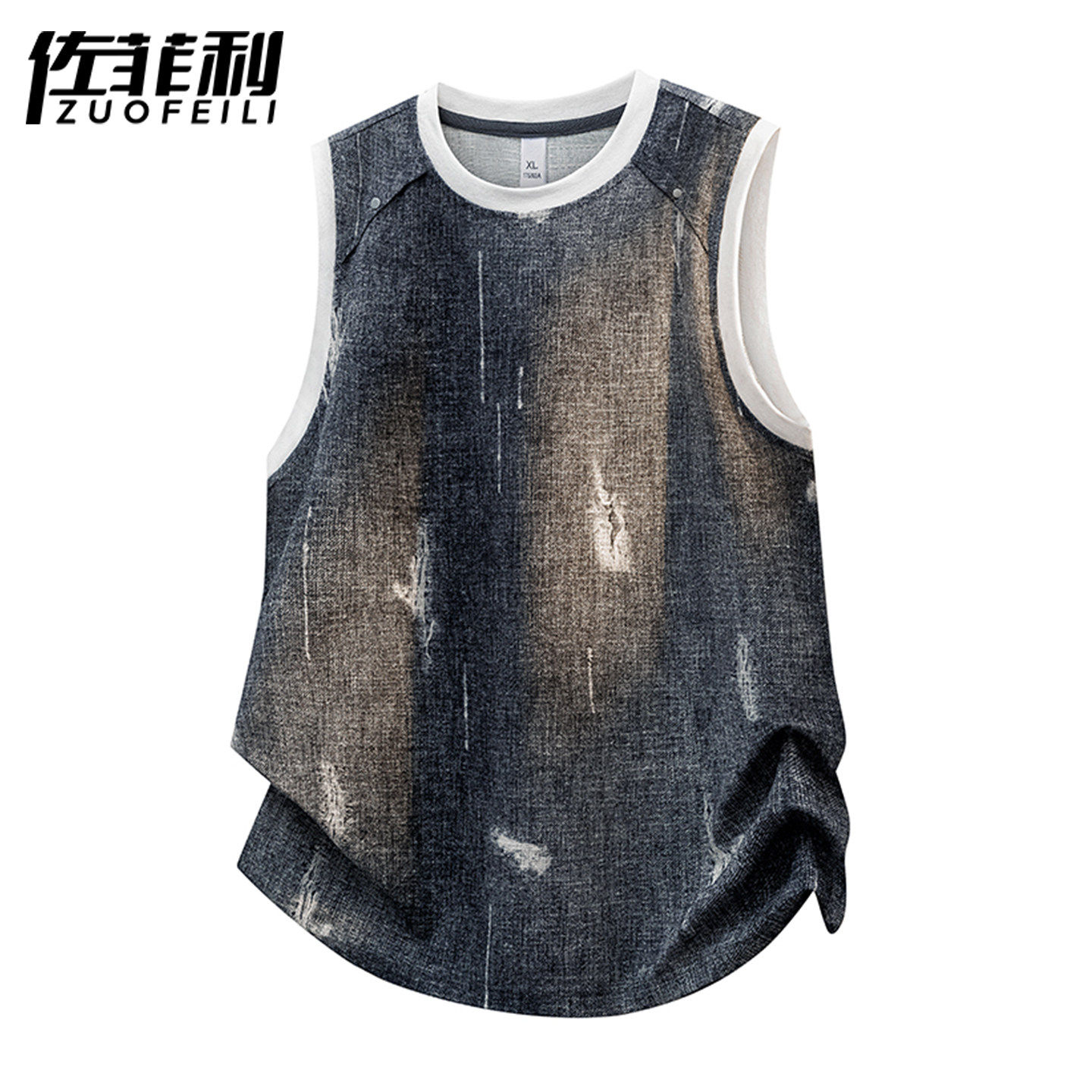 专柜扎染背心男夏季薄款凉感透气坎肩汗衫户外休闲运动冰丝无袖T