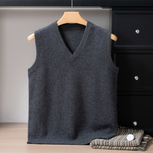 统悦冬季套头羊绒马甲背心男加厚