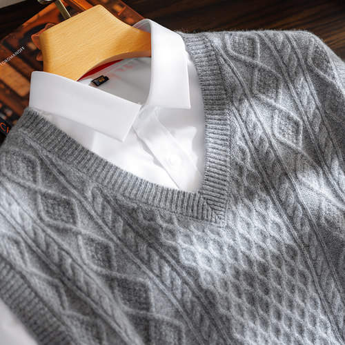 男士加厚100%纯山羊绒衫马甲背心