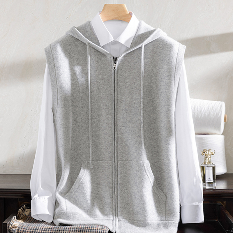 100%纯羊绒马甲外套开衫男毛衣