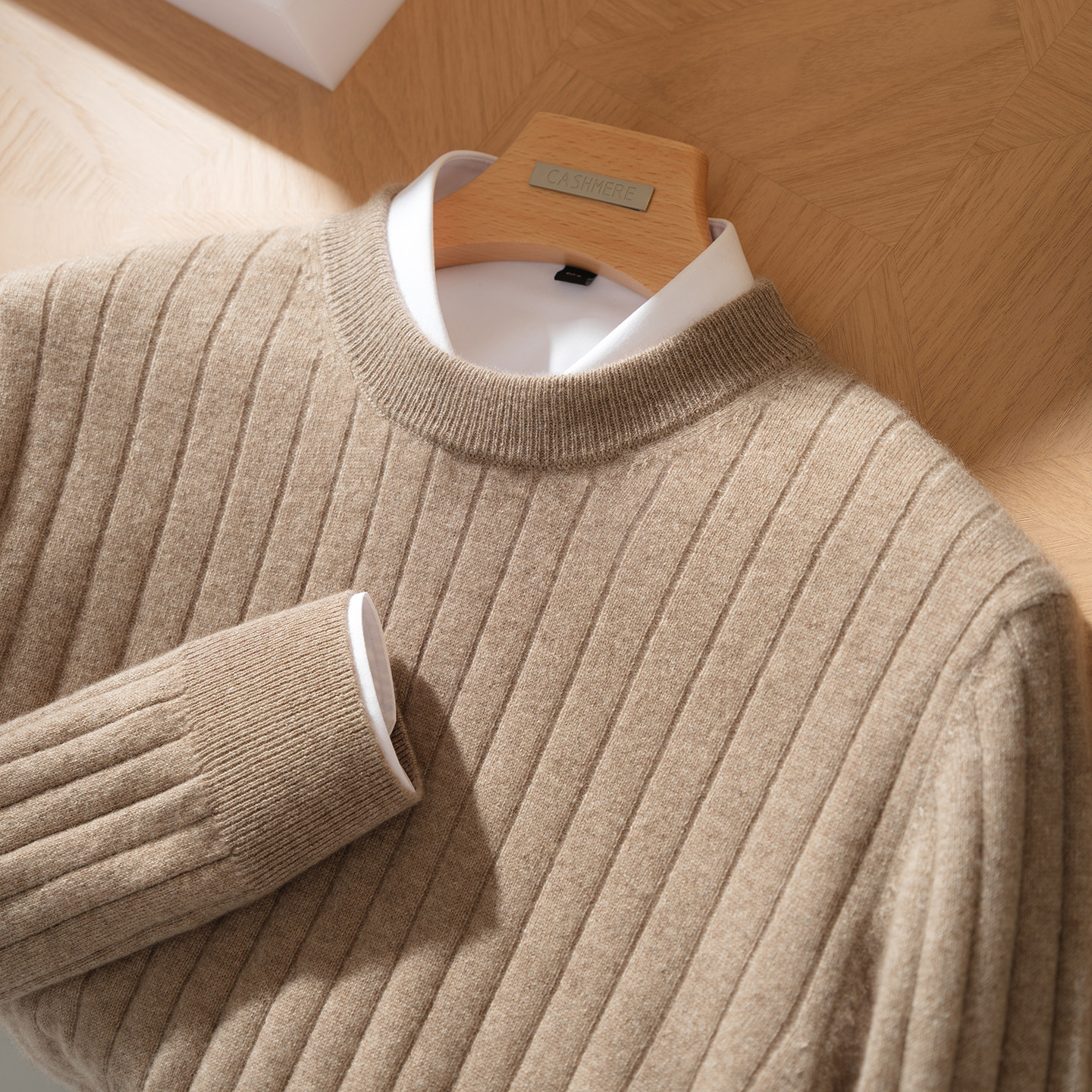 男士圆领100%纯山羊绒衫2025秋冬季新款针织打底内搭青年修身毛衣