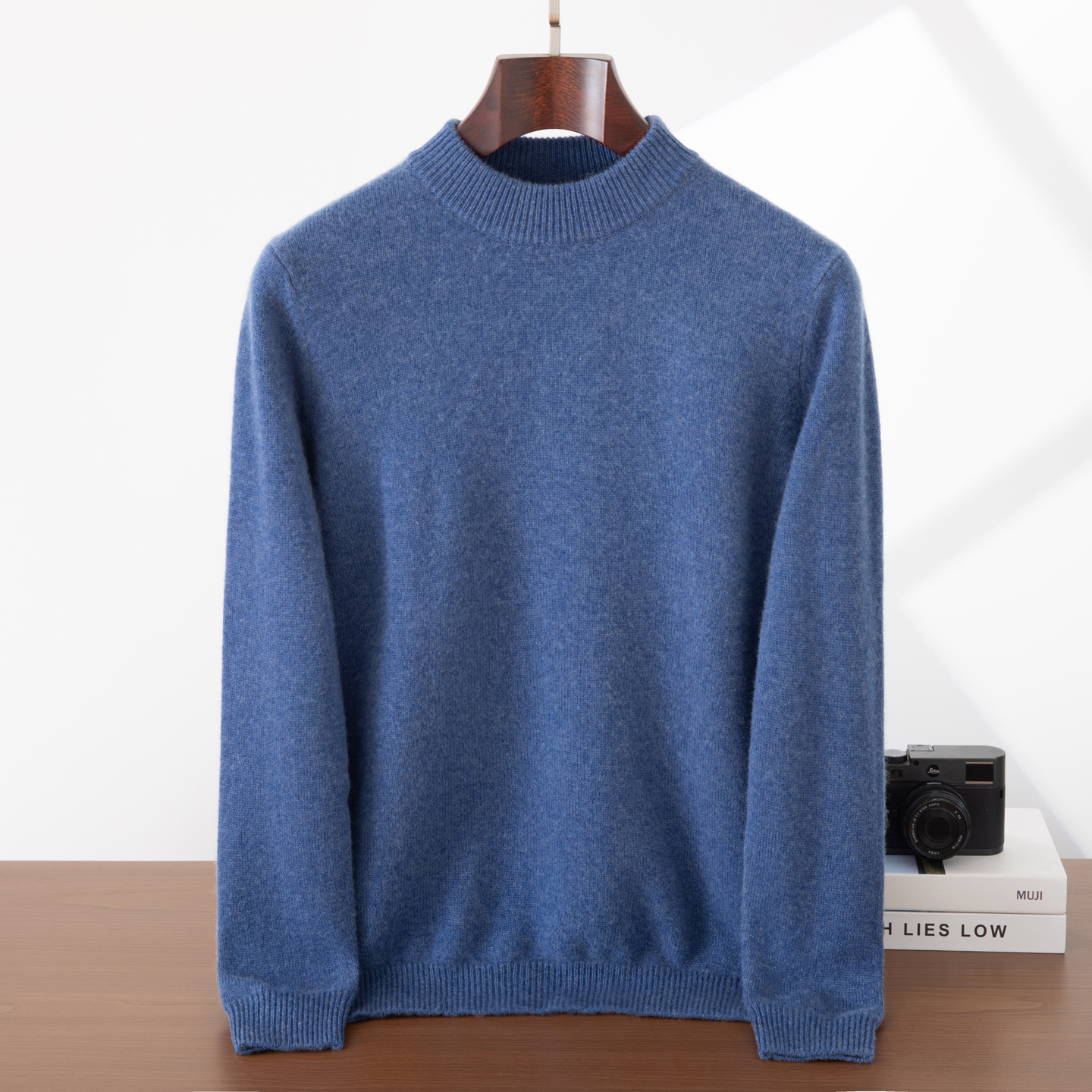 统悦半高领加厚纯山羊绒衫男毛衣