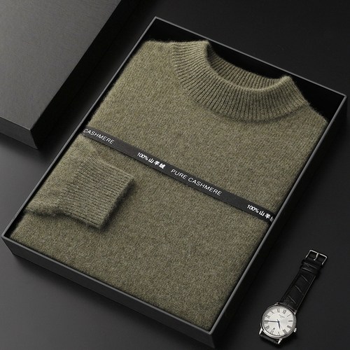 半高领100%纯山羊绒衫男加厚毛衣