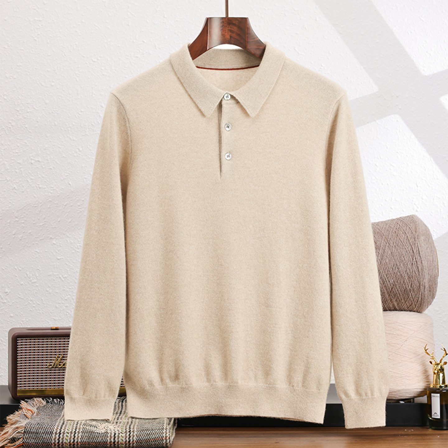 POLO领100%纯羊绒衫男2025新款秋冬季针织打底衫高端长袖翻领毛衣,男装,羊绒套衫,淘宝优惠券,粉丝福利购,淘宝优惠卷
