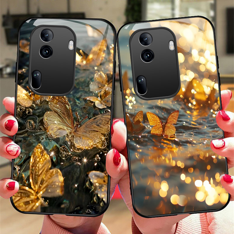 蝴蝶玻璃OPPO软边硬壳保护套小众