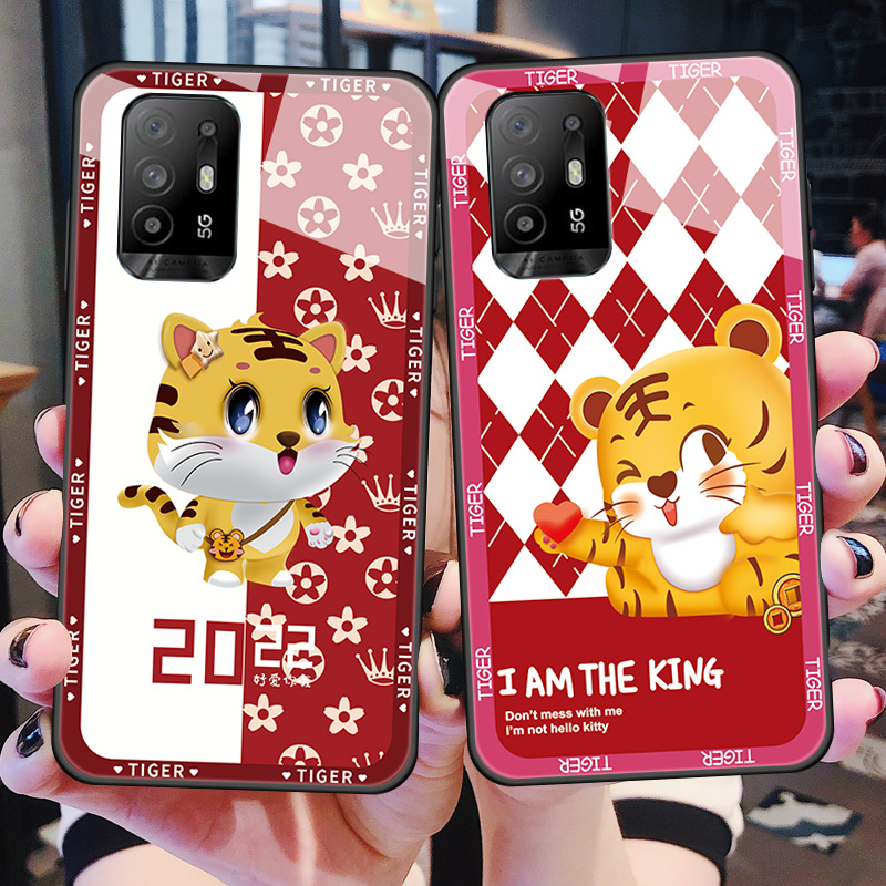 OPPOA95手机壳0ppo玻璃保护0pp0a95全包防摔5G可爱虎opopa硅胶软边opp0a硬壳opooa95男女PELM00/TOO红色新年