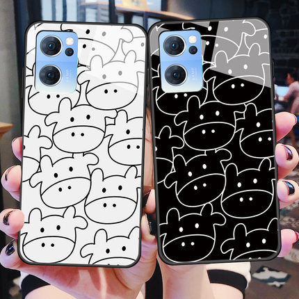 opporeno7手机壳reno7pro玻璃保护oppo硅胶套5G全包opopreno防摔por软边硬壳opporeon7可爱男女5g新情侣牛牛