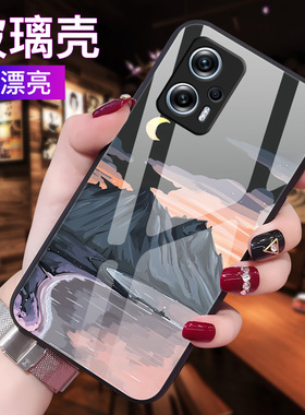 适用于红米Note11TPro手机壳neto11tpro+玻璃保护套Redmi全包防摔5G硅胶软边硬壳闹特十一tp0r水墨画男女文艺