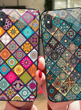 国潮格纹iPhoneX/XS手机壳苹果XR玻璃XSMax保护套7plus全包8防摔6splus男女pg6s硅胶软边硬壳iphne镜面个性新
