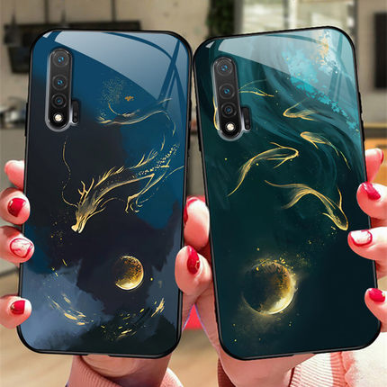 国潮飞龙适用华为nova6SE手机壳nova5ipro玻璃5pro防摔4e全包3i女2s保护套nova6 5g硅胶软边硬壳2plus新4G薄