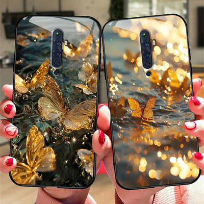 蝴蝶玻璃OPPO软边硬壳保护套个性