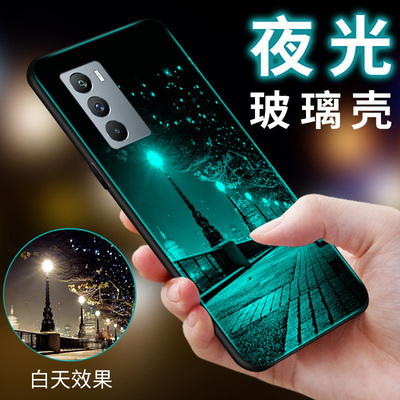 夜光硅胶软边硬壳玻璃手机壳情侣