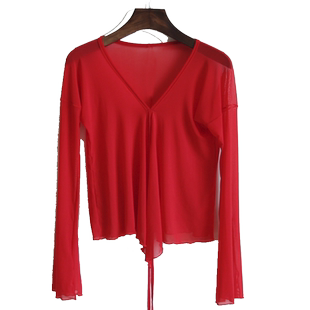 古典舞蹈练功服女成人中国舞现代舞身韵形体民族舞艺考网纱衣上衣