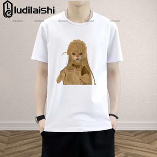 圆头耄耋猫表情包短袖男t恤女军工的小曲BG恶搞小猫meme学生衣服