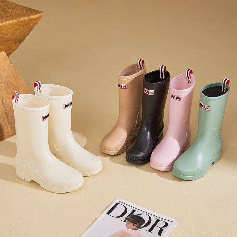 厨房时尚高筒水靴外贸防水雨鞋雨靴防滑长筒女雨鞋女士胶鞋鞋跨境