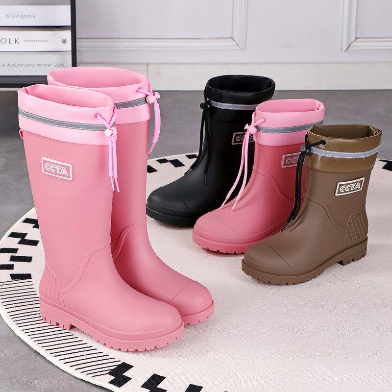 女款工作时尚棉雨靴加绒防水耐磨一体软底外穿厨房防滑成人鞋雨鞋