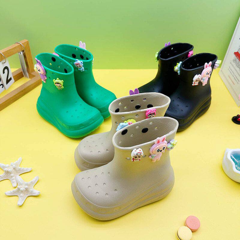 水果洞洞中大童水鞋女童中筒卡通雨靴通用水鞋雨鞋男童布拉布儿童