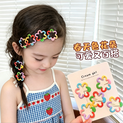 儿童甜美彩色编发花朵发夹多巴胺