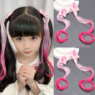 公主编发彩色假发丝发夹甜美挑染卷发辫头饰小马宝莉五角星发卡