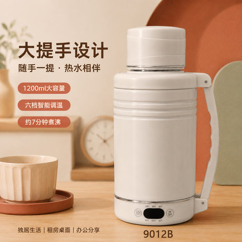 110v220v100-240V宽电压便携烧水壶1.2L大容量旅行电热杯6档恒温