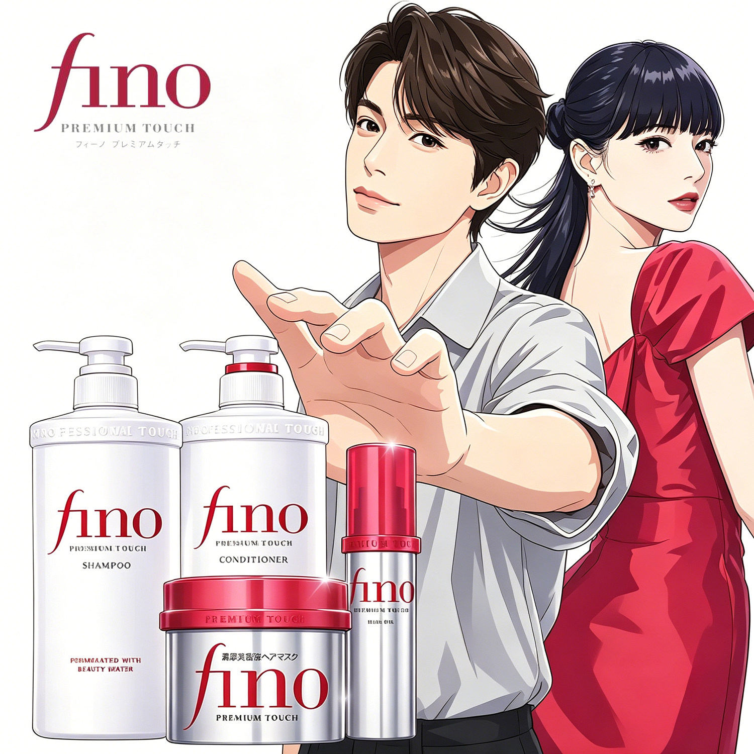 保税区直发 日本fino芬浓洗发水滋润型柔顺蓬松洗发露护发素发膜